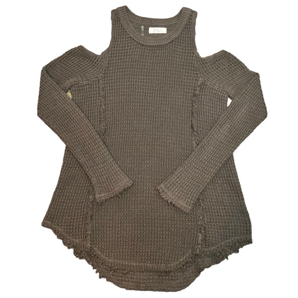 Elan Sweater Size S Cold Shoulder Raw Edge Tunic​​